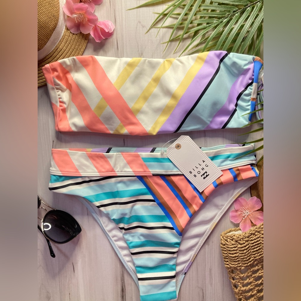 Billabong 👙 Retro Break a Dawn Strapless Tube Top | Maui Rider Bikini Bottoms